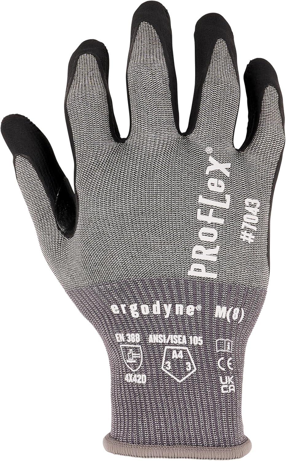 imageErgodyne ProFlex 7043 Nitrile Coated Work Gloves Cut Resistant ANSI A4 18g2XLarge