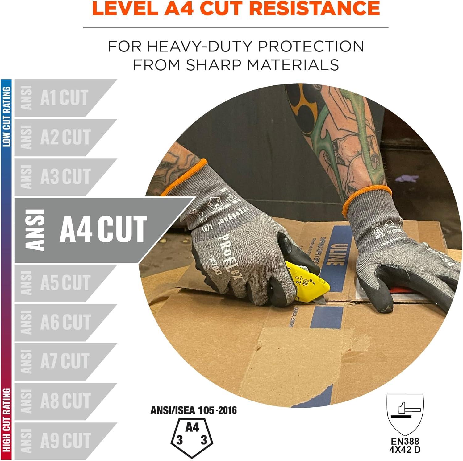 imageErgodyne ProFlex 7043 Nitrile Coated Work Gloves Cut Resistant ANSI A4 18g2XLarge