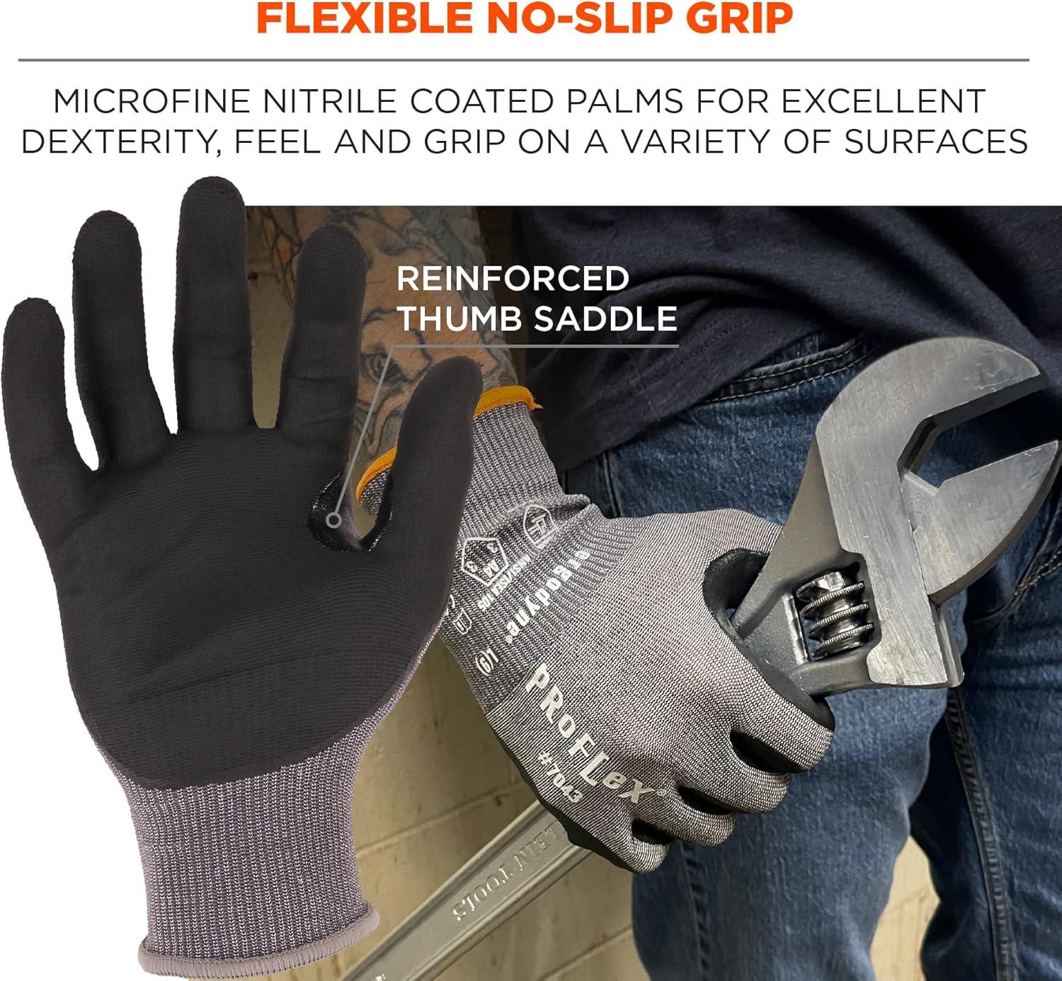 imageErgodyne ProFlex 7043 Nitrile Coated Work Gloves Cut Resistant ANSI A4 18gMedium 12Pack