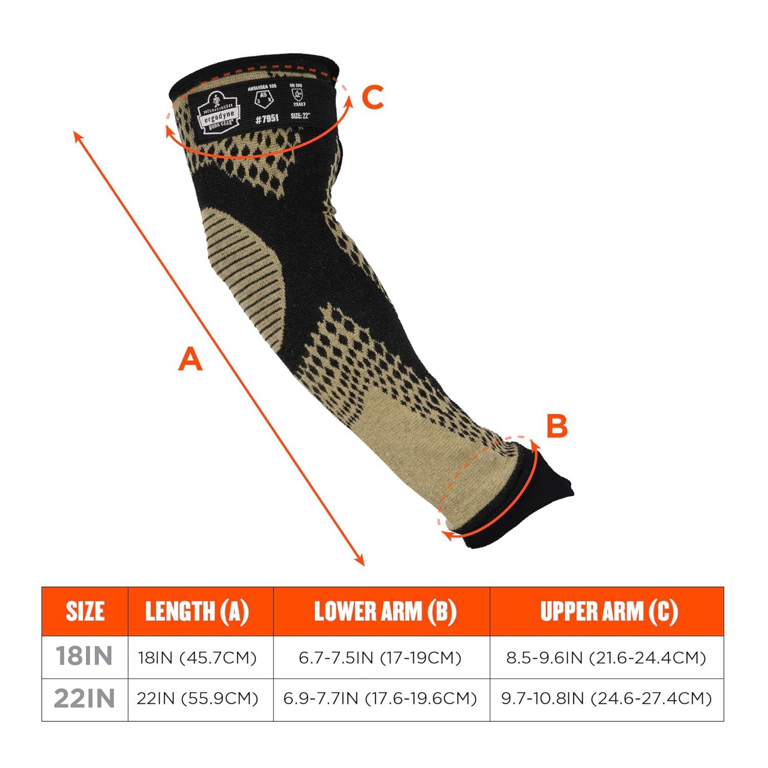 imageErgodyne ProFlex 7951 Protective Arm Sleeves with Thump Loop Cut Resistant ANSIISEA 1052016 A5 Heat Resistant Aramid FiberYellow