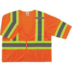 imageErgodyne  22185 GloWear 8330Z ANSI Class 3 TwoTone High Visibility Lime Safety Vest with Sleeves Large XLargeOrange
