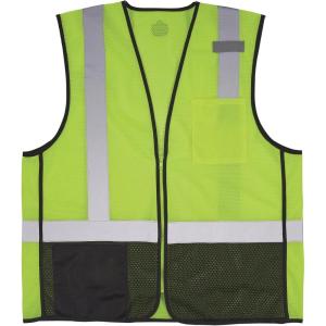 imageErgodyne GloWear 8210ZBK Class 2 Safety Vest Hi Vis Mesh Reflective Black Front ZipperLime