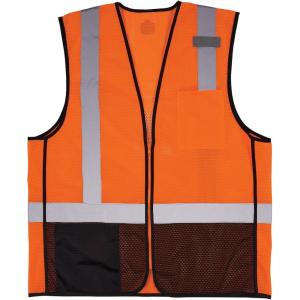 imageErgodyne GloWear 8210ZBK Class 2 Safety Vest Hi Vis Mesh Reflective Black Front ZipperOrange