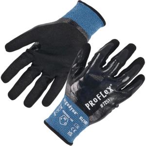 imageErgodyne ProFlex 7251 Fully Coated Nitrile Work Gloves OilWater Resistant ANSIISEA 1052016 A5 Cut Resistance Touchscreen CapableBlack