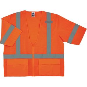 imageErgodyne unisex adult Ansi High Visibility Lime Reflective Safety With Sleeves Type R Class 3 Standard Vest Lime LargeXLarge USOrange
