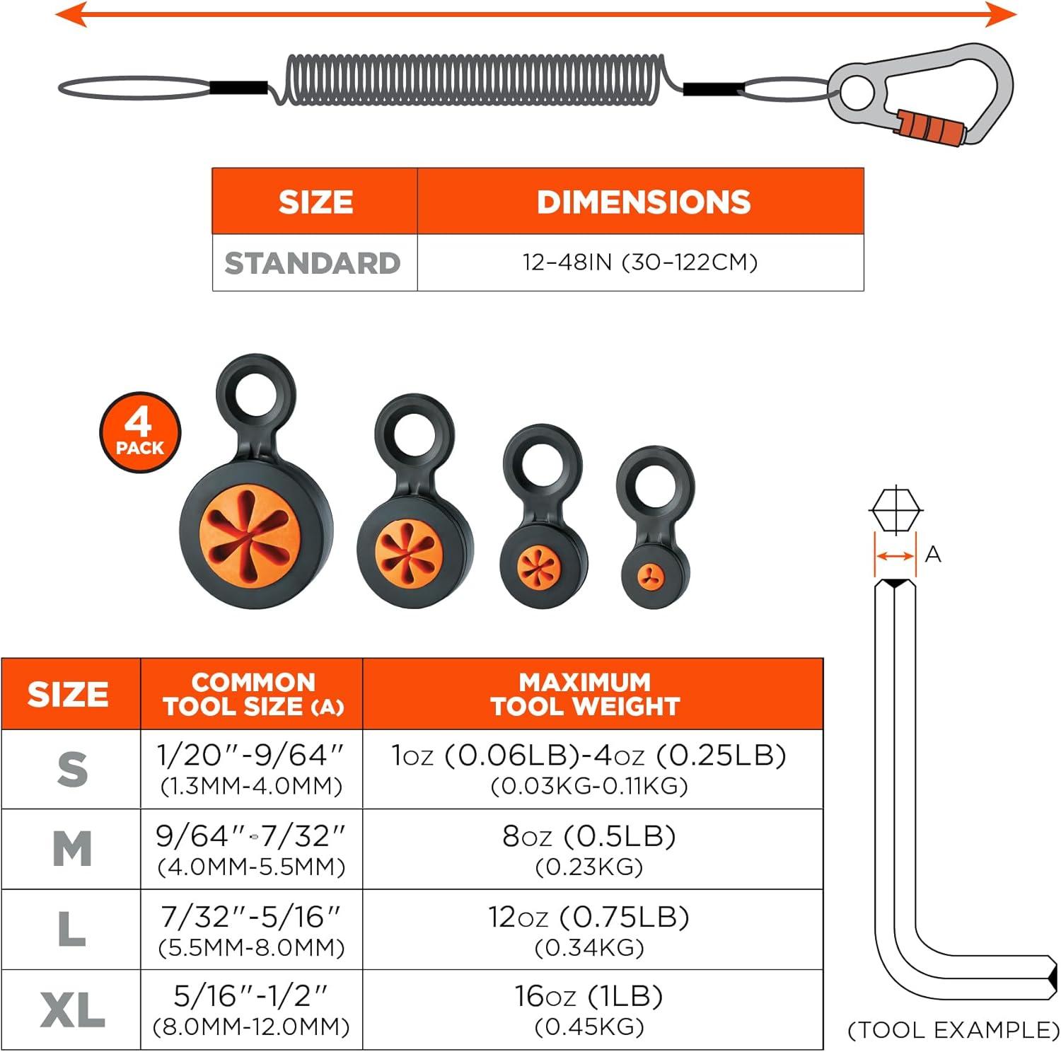 imageHand Tool Tethering Kit for Screwdrivers ampamp Hex Key Wrenches Includes 4 Tool Attachment Slips ampamp 1 Tool Lanyard Weight Capacity 1 lb Ergodyne Squids 3194