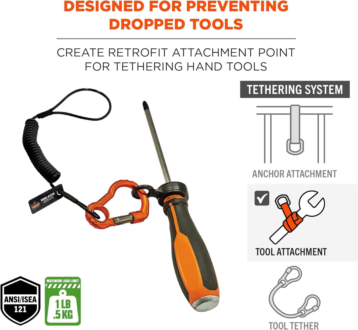 imageHand Tool Tethering Kit for Screwdrivers ampamp Hex Key Wrenches Includes 4 Tool Attachment Slips ampamp 1 Tool Lanyard Weight Capacity 1 lb Ergodyne Squids 3194