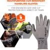 imageErgodyne ProFlex 7024 Cut Resistant Work Gloves ANSI A2 PU Coated Palms for Flexible No Slip Grip Abrasion Resistant 13g Touchscreen Capable Gray SmallSmall