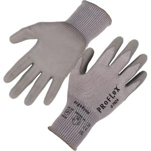 imageErgodyne ProFlex 7024 Cut Resistant Work Gloves ANSI A2 PU Coated Palms for Flexible No Slip Grip Abrasion Resistant 13g Touchscreen Capable Gray Small2XLarge