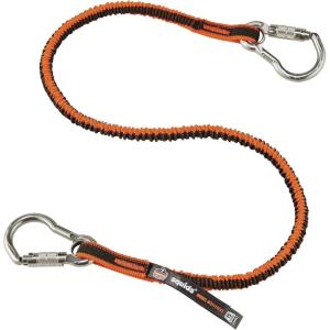 imageErgodyne Squids 3101Fx Shock Absorbing Tool Lanyard with StainlessSteel Carabiner and Loop End Tool Weight Capacity 15lbsOrange ampamp GrayDual Carabiners