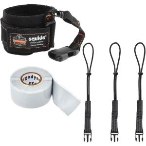 imageErgodyne Squids 3114 PullOn Wrist Tool Lanyard with Stainless Steel Carabiner Connection 3 PoundsBlackKit