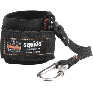imageErgodyne Squids 3114 PullOn Wrist Tool Lanyard with Stainless Steel Carabiner Connection 3 PoundsBlackOne Size