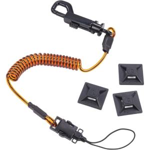 imageErgodyne Squids 3151 Coiled Lanyard Tether with Swivel Hook Detachable End 2 lbs SelfAdhesive Mounts IncludedMedium