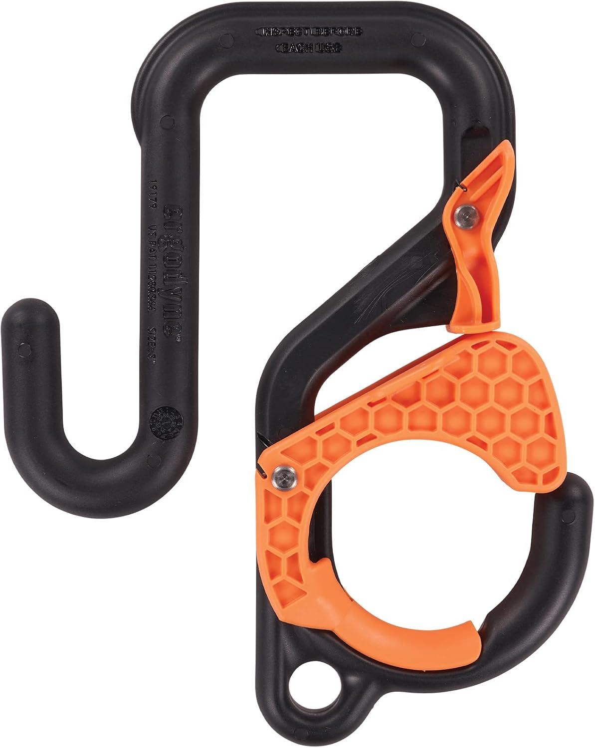 imageErgodyne Squids 3178 Locking Aerial Bucket Hook with Tethering Point Fits 3quot Lip Attach Tool Bags or Aprons to BucketsBlack and Orange