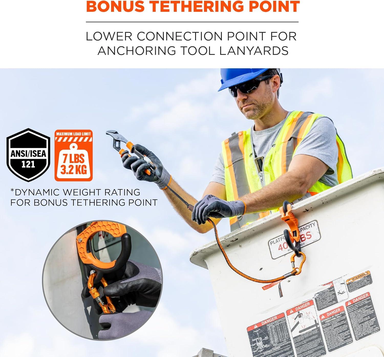 imageErgodyne Squids 3178 Locking Aerial Bucket Hooks with Tethering Point Fits 3quot Lip Attach Tool Bags or Aprons to Buckets