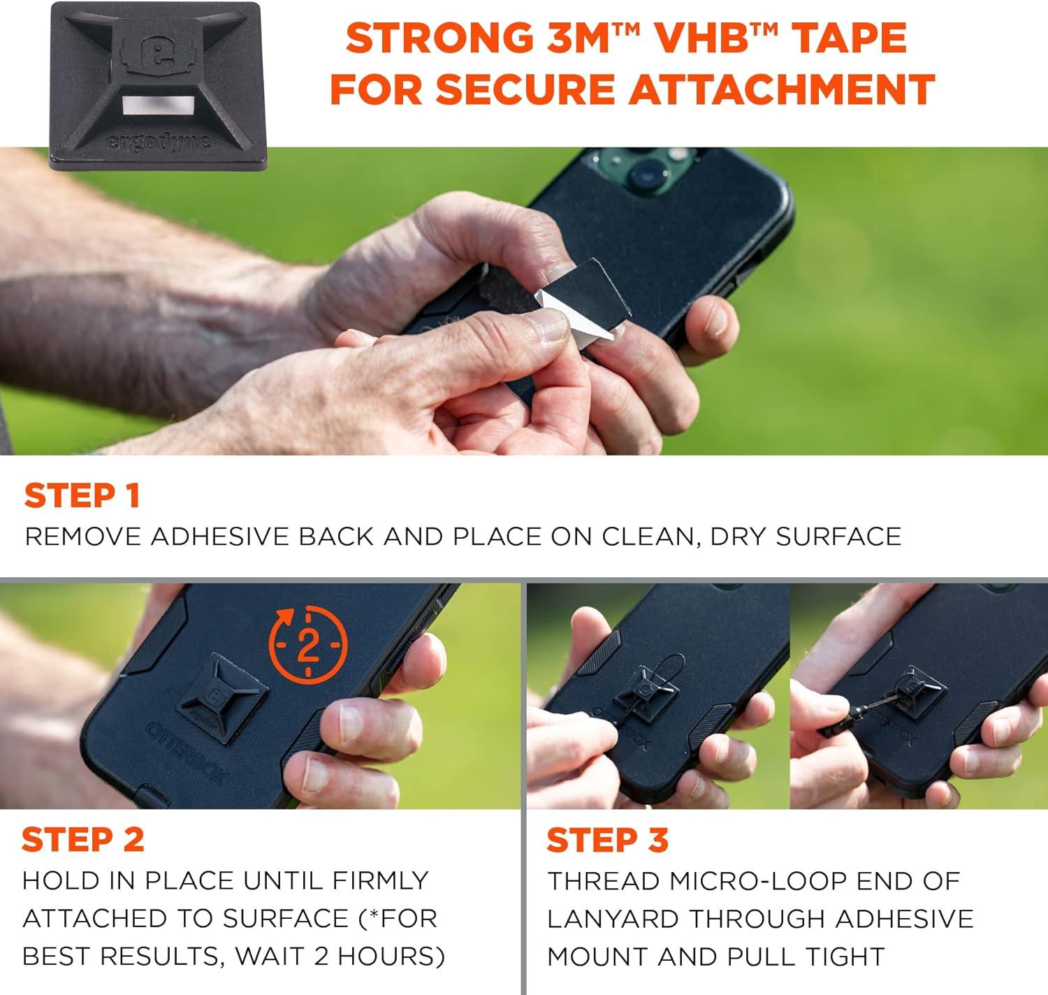 imageErgodyne Squids 3701 SelfAdhesive Mounts for Phones Cameras Compatible with Squids 3151 Snap Hook Coil Lanyard