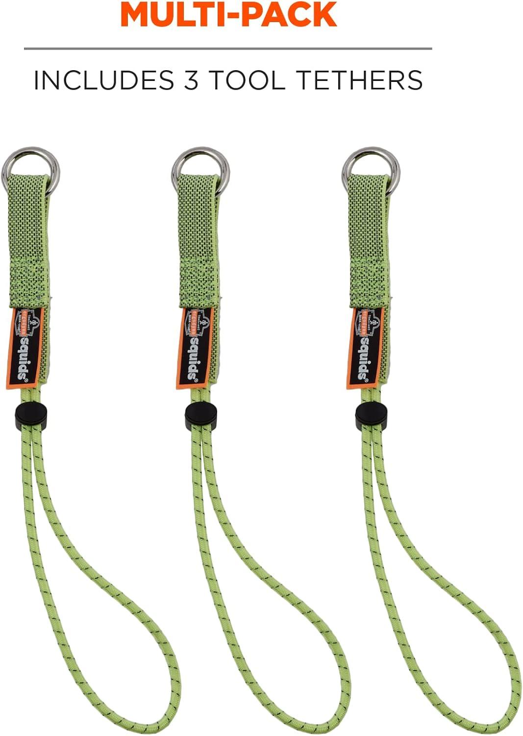 imageErgodyne Squids 3703 Tool Tail Attachment with Loop End Standard Length 15 PoundsLimeElastic Loop Tool Tails Ext  15lbs 3pack