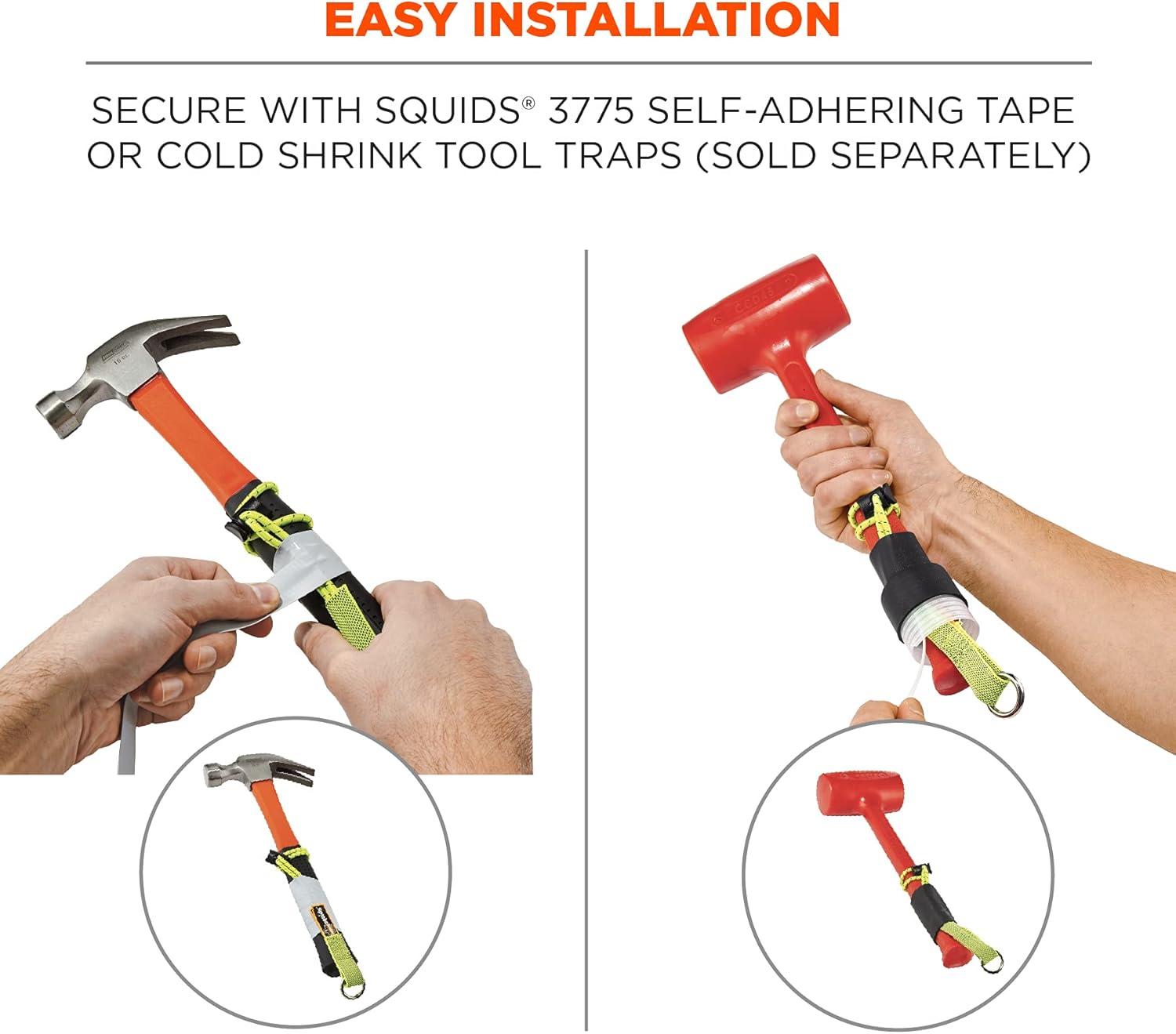 imageErgodyne Squids 3703 Tool Tail Attachment with Loop End Standard Length 15 PoundsLimeElastic Loop Tool Tails Ext  15lbs 3pack