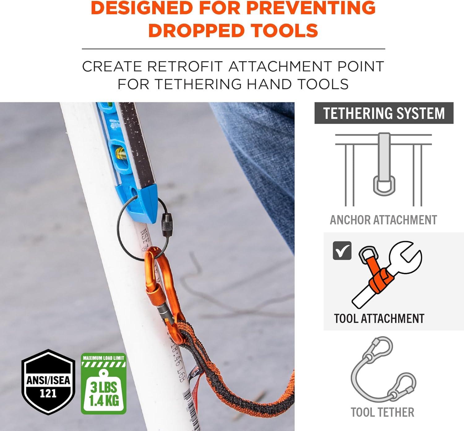 imageErgodyne Squids 3708 Wire Cable Loop Tool Tethering Attachment Screw Gate Opening Weight Rating 3lbs 6Pack