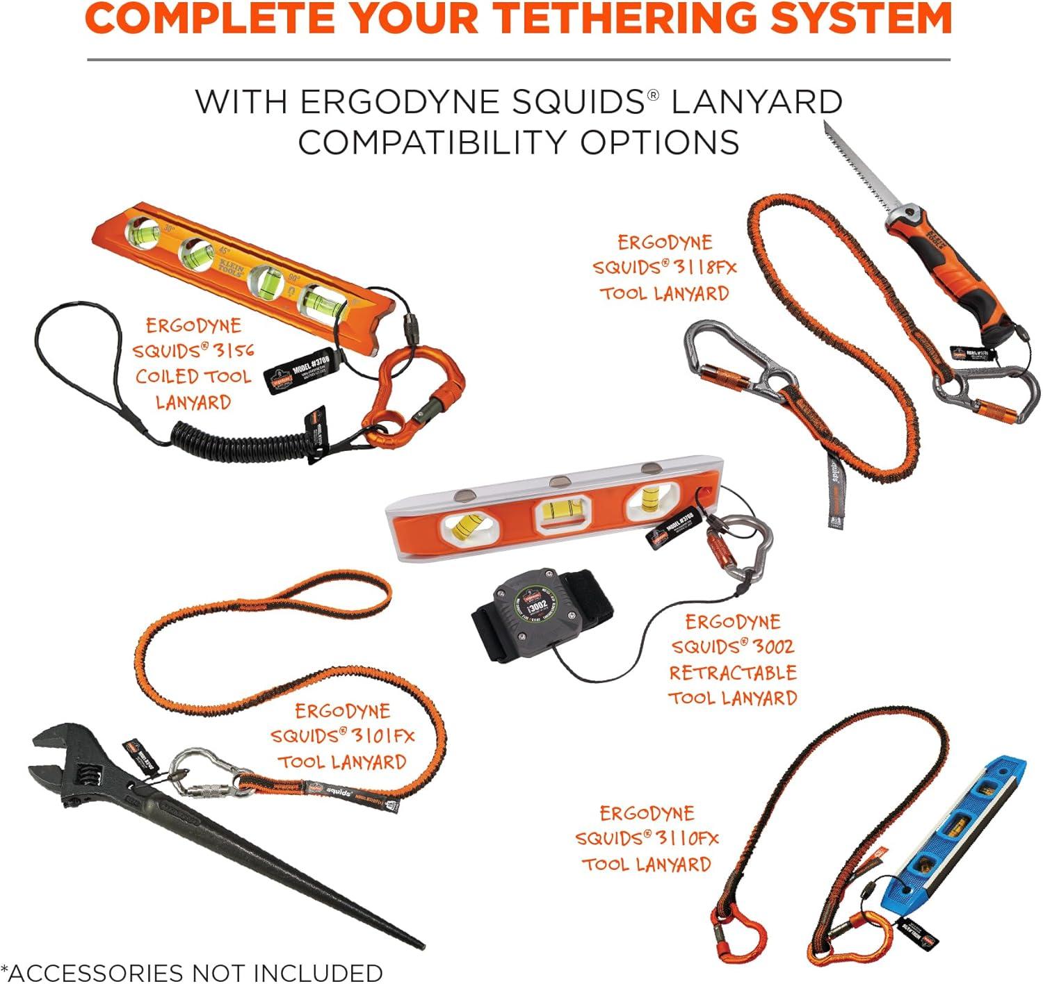 imageErgodyne Squids 3708 Wire Cable Loop Tool Tethering Attachment Screw Gate Opening Weight Rating 3lbs 6Pack