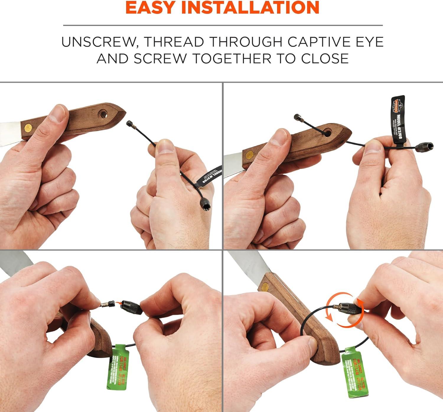 imageErgodyne Squids 3708 Wire Cable Loop Tool Tethering Attachment Screw Gate Opening Weight Rating 3lbs 6Pack