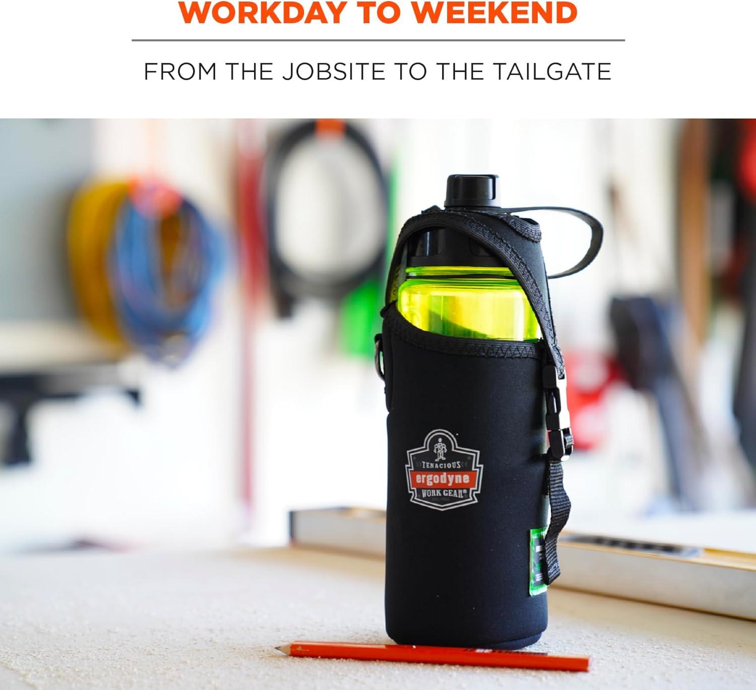 imageErgodyne Squids 3775L Water Bottle Holder with Belt Clip DRing Attaches to Tool LanyardsLargeLarge