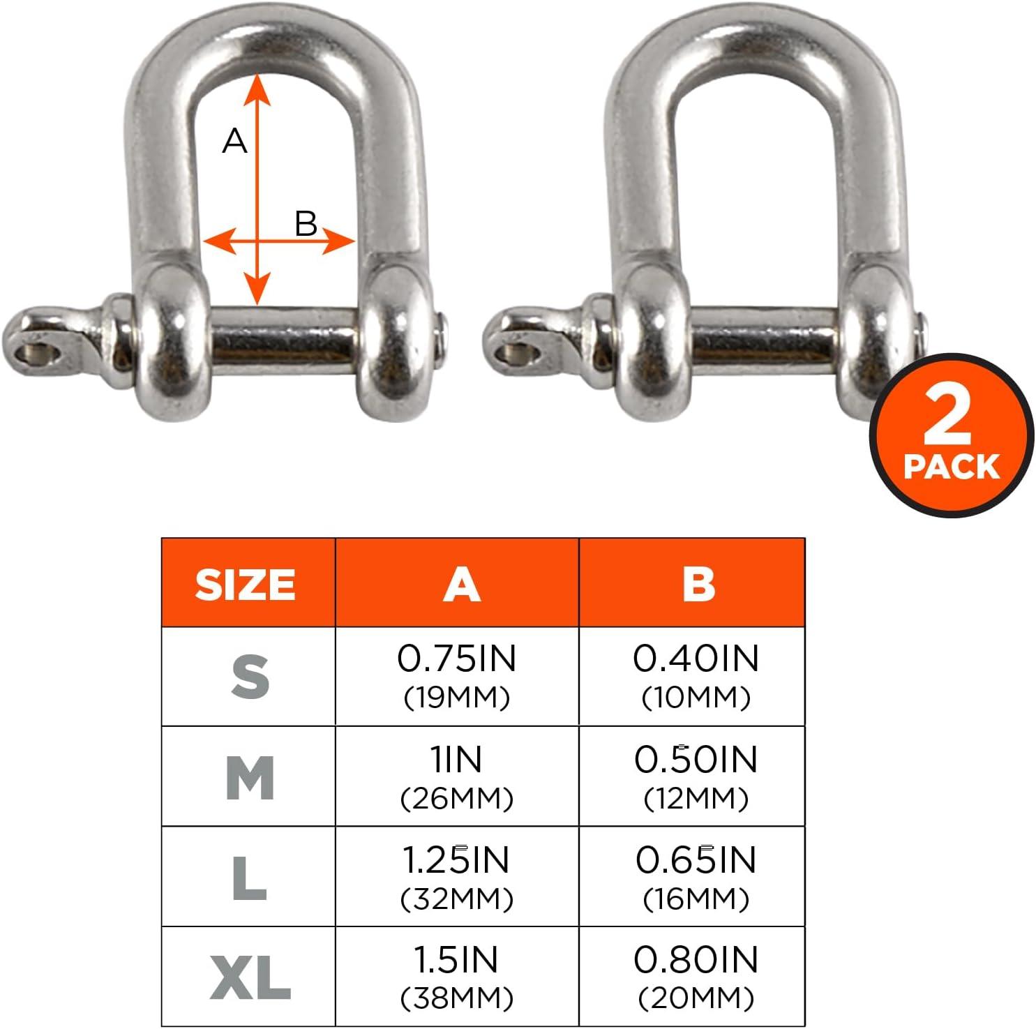 imageErgodyne Squids 3790M Tool Attachment Shackle Stainless Steel 15 Pounds 2Pack MediumSmall
