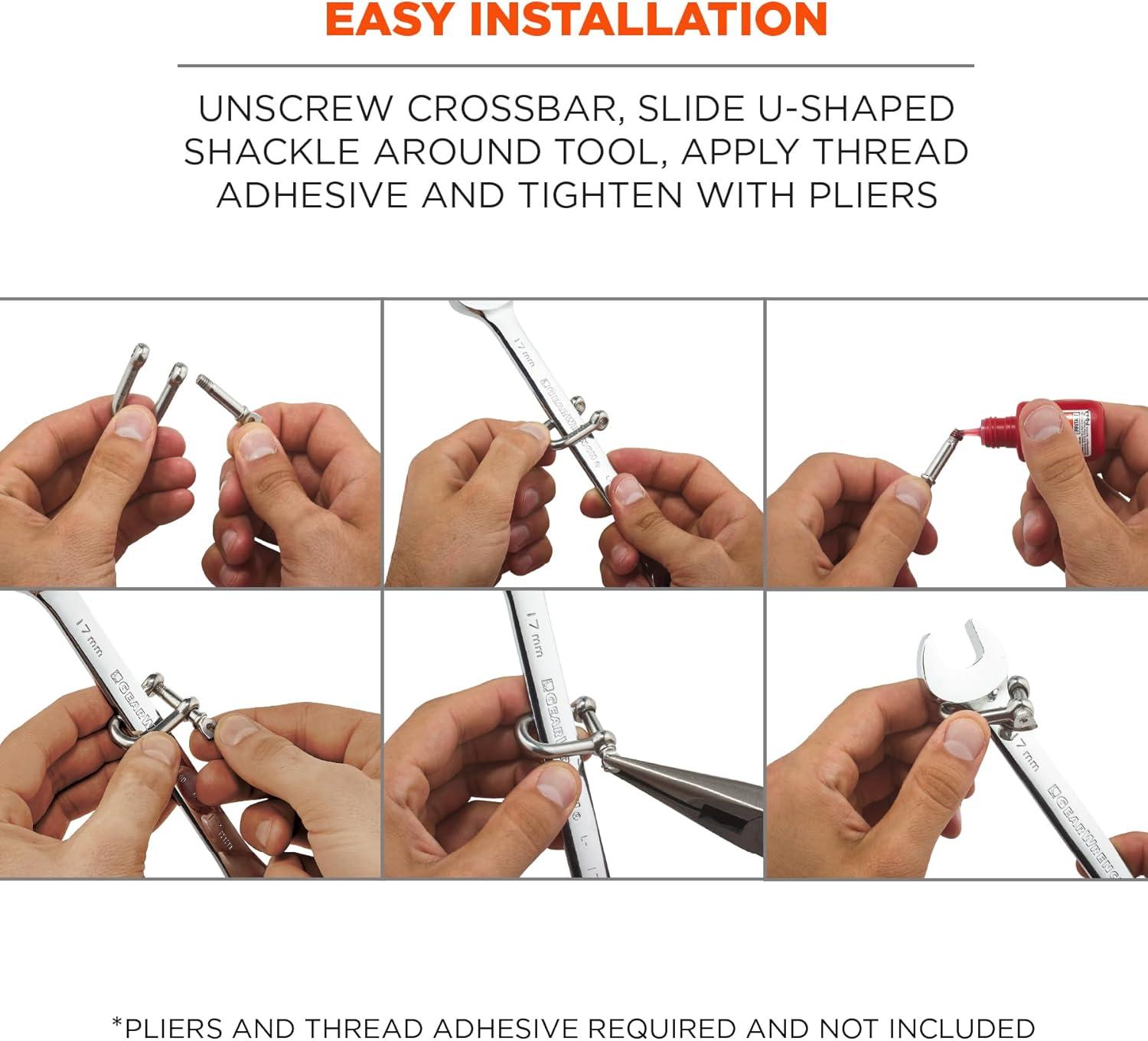 imageErgodyne Squids 3790M Tool Attachment Shackle Stainless Steel 15 Pounds 2Pack MediumXLarge