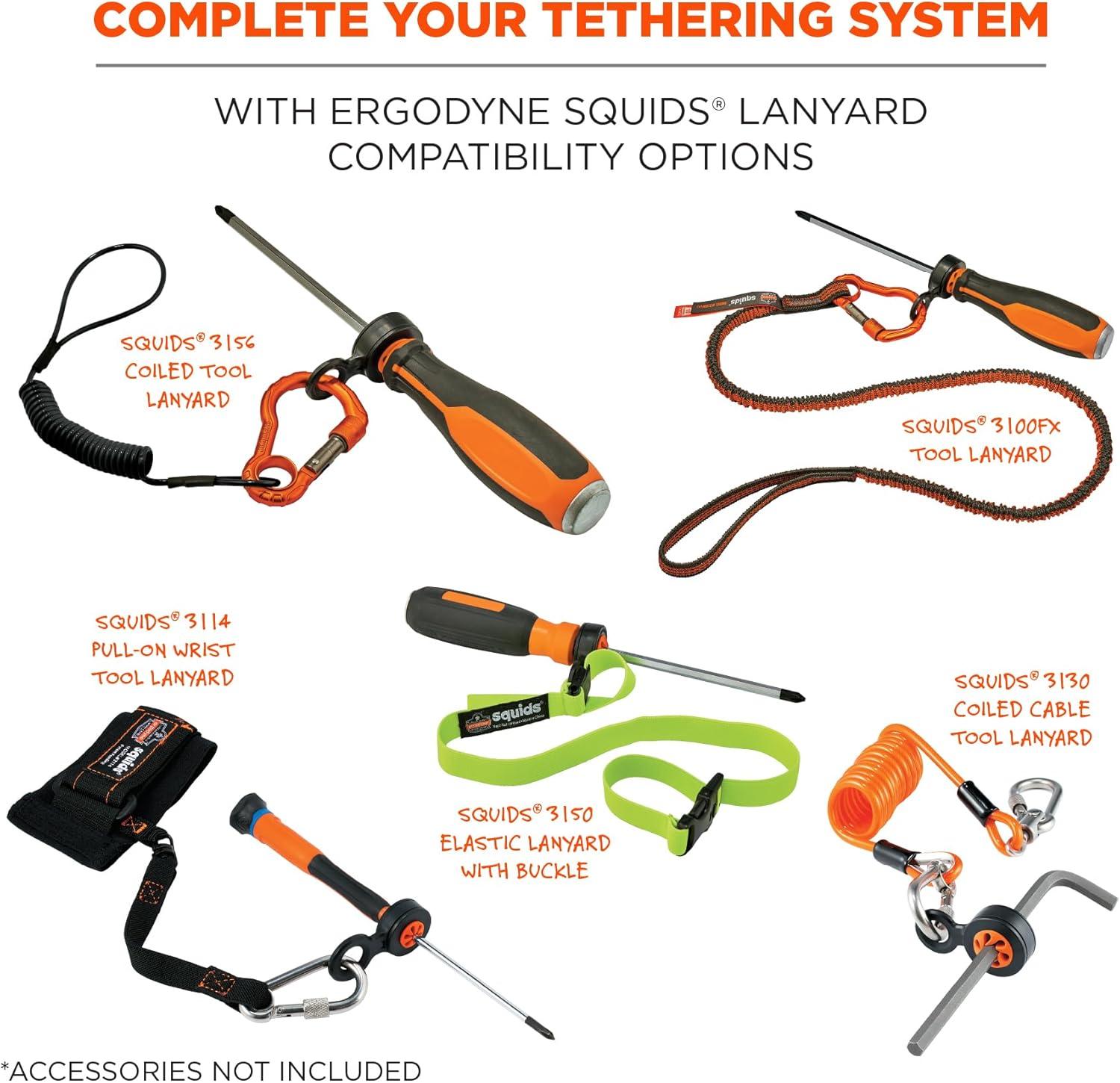 imageHand Tool Attachment Slips Easy Slide On Design Connects to Tool Lanyards Squids 3740 Large 4PackBlack ampamp OrangeS