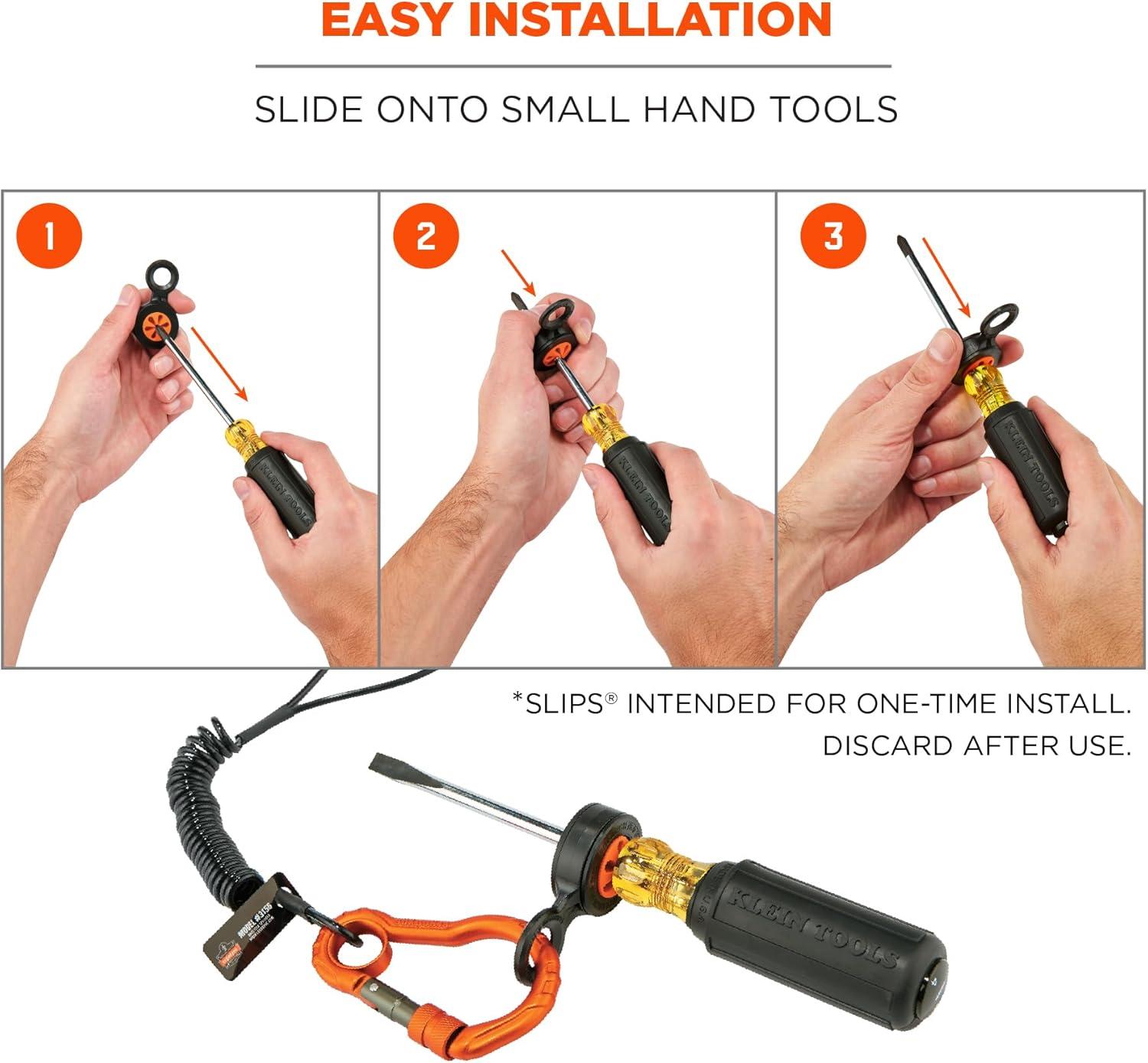 imageHand Tool Attachment Slips Easy Slide On Design Connects to Tool Lanyards Squids 3740 Large 4PackBlack ampamp OrangeS