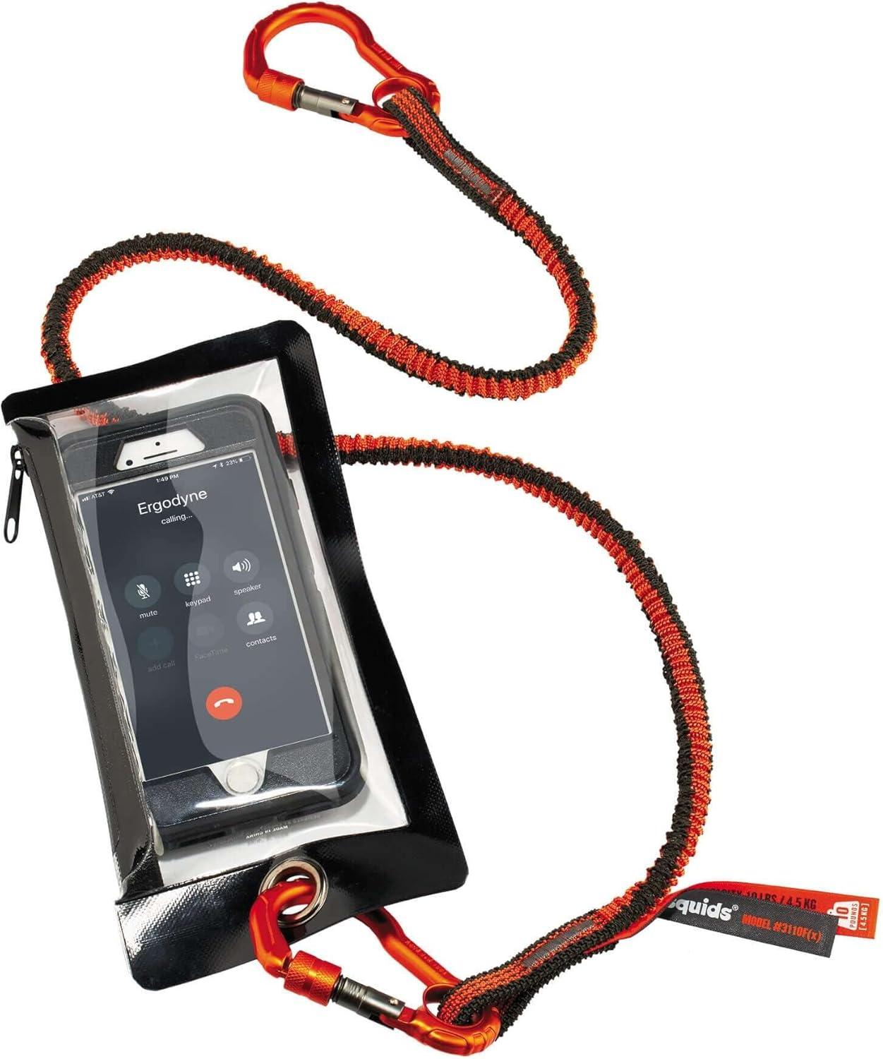 imageWater Resistant Phone Pouch Zippered Cell Phone Sleeve Attaches to Tool Lanyard Standard Size Ergodyne Squids 3760SStandard