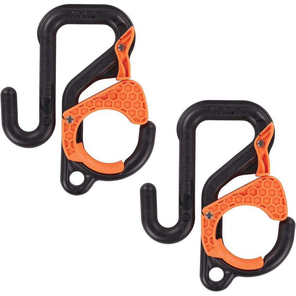 imageErgodyne Squids 3178 Locking Aerial Bucket Hook with Tethering Point Fits 3quot Lip Attach Tool Bags or Aprons to BucketsBlack and Orange