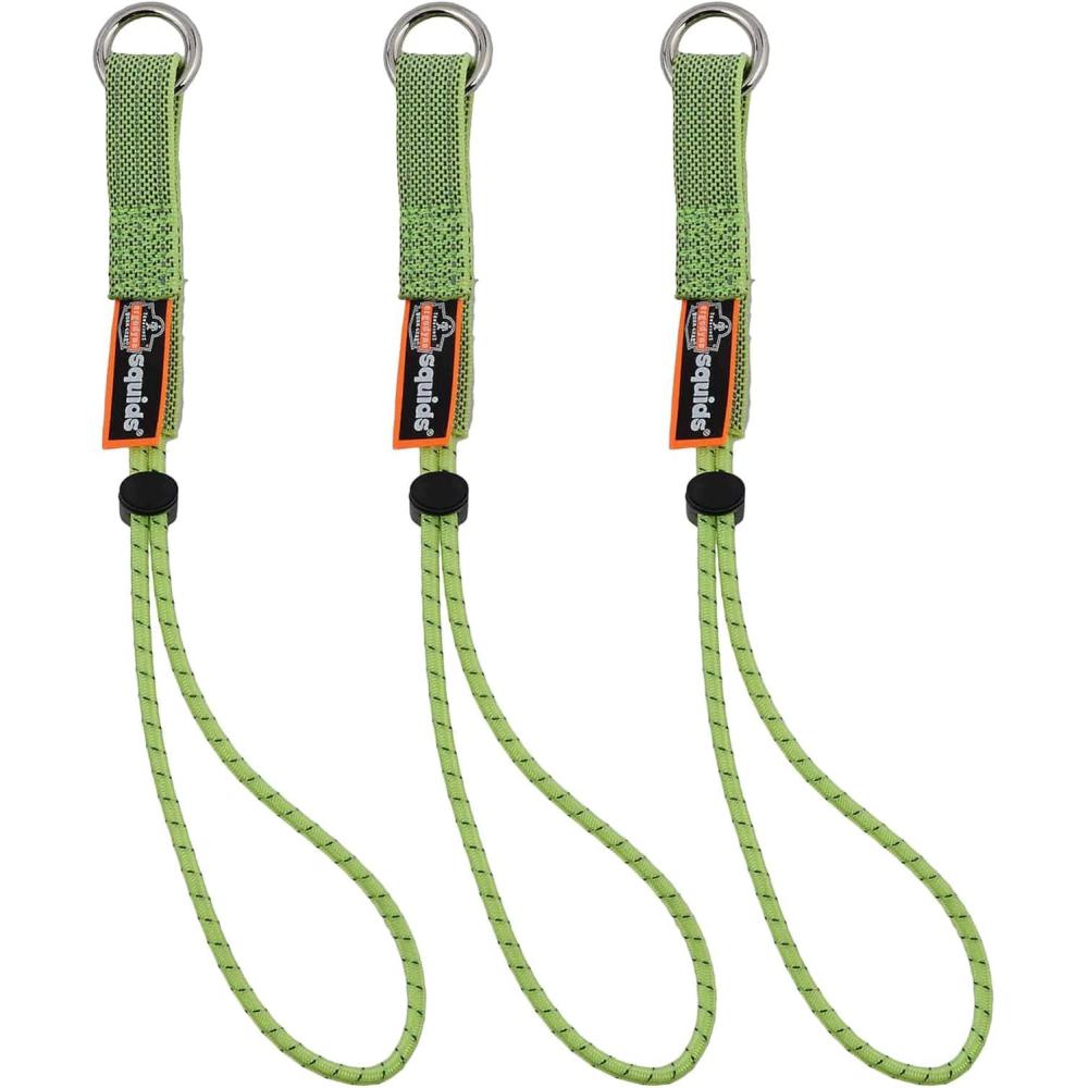 imageErgodyne Squids 3703 Tool Tail Attachment with Loop End Standard Length 15 PoundsLimeElastic Loop Tool Tails Ext  15lbs 3pack