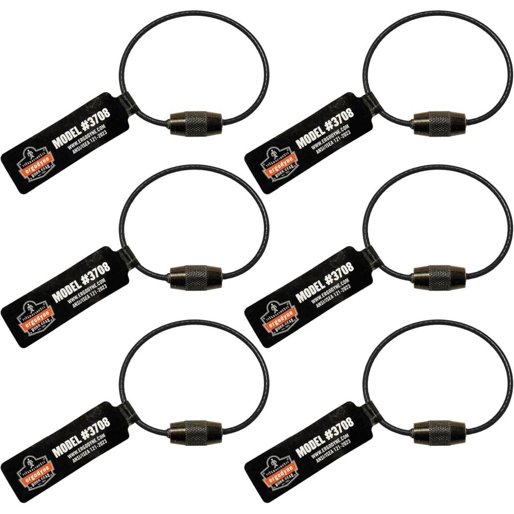 imageErgodyne Squids 3708 Wire Cable Loop Tool Tethering Attachment Screw Gate Opening Weight Rating 3lbs 6Pack