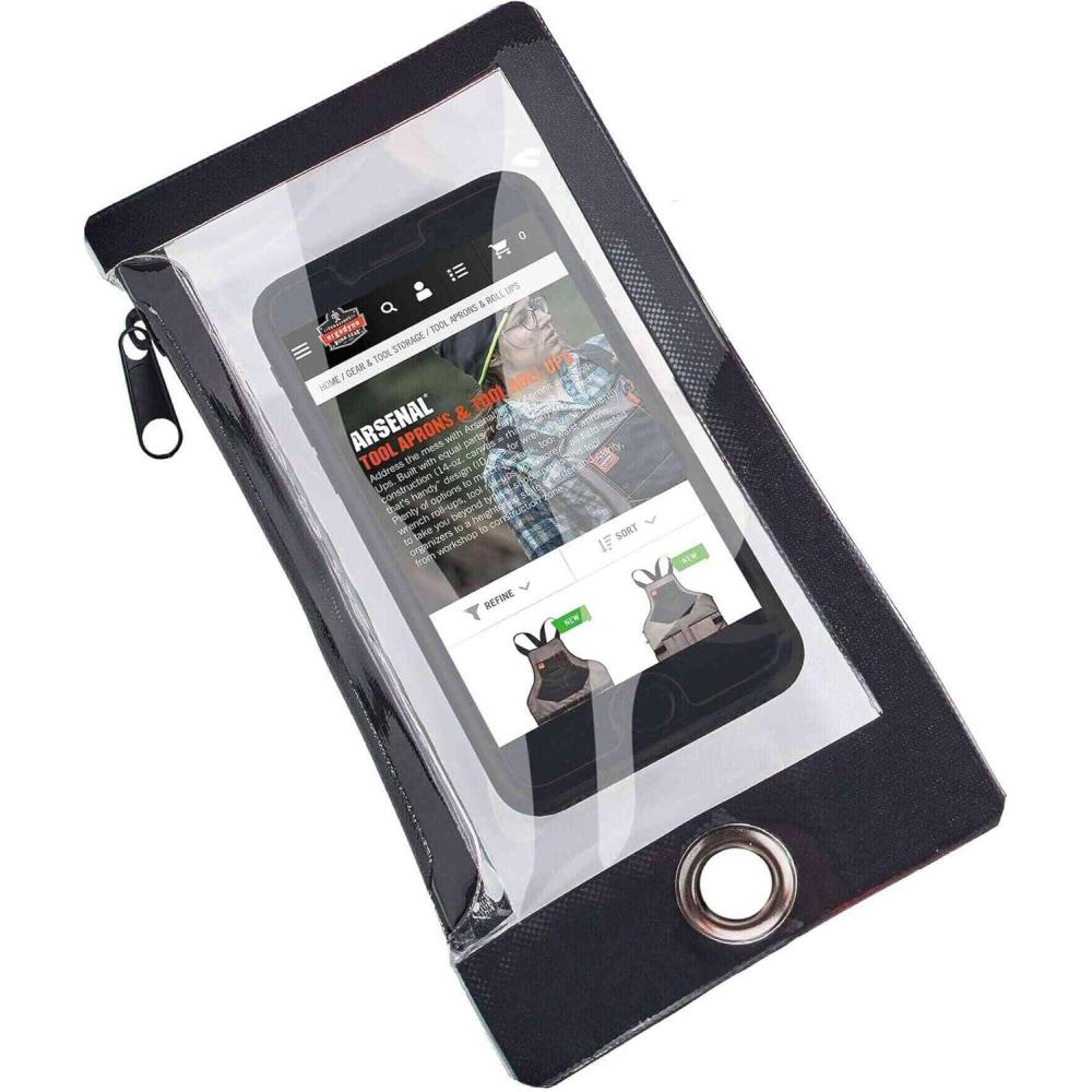 imageWater Resistant Phone Pouch Zippered Cell Phone Sleeve Attaches to Tool Lanyard Standard Size Ergodyne Squids 3760SStandard