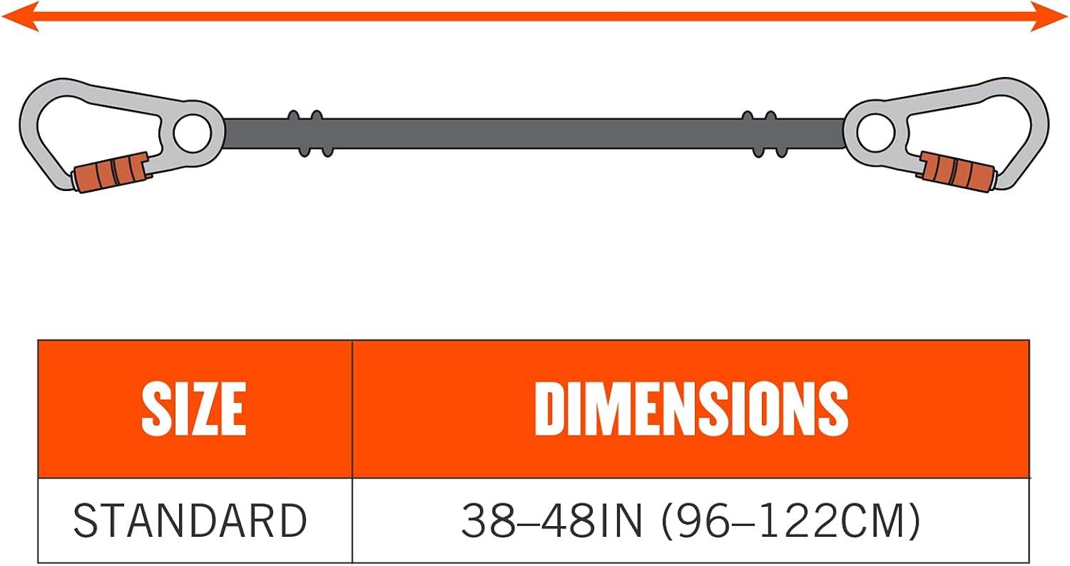 imageErgodyne Squids 3121 Burn  Cut Resistant Aramid Tool Lanyard with Stainless Steel Carabiners Tool Weight Capacity 10lbs  Yellow