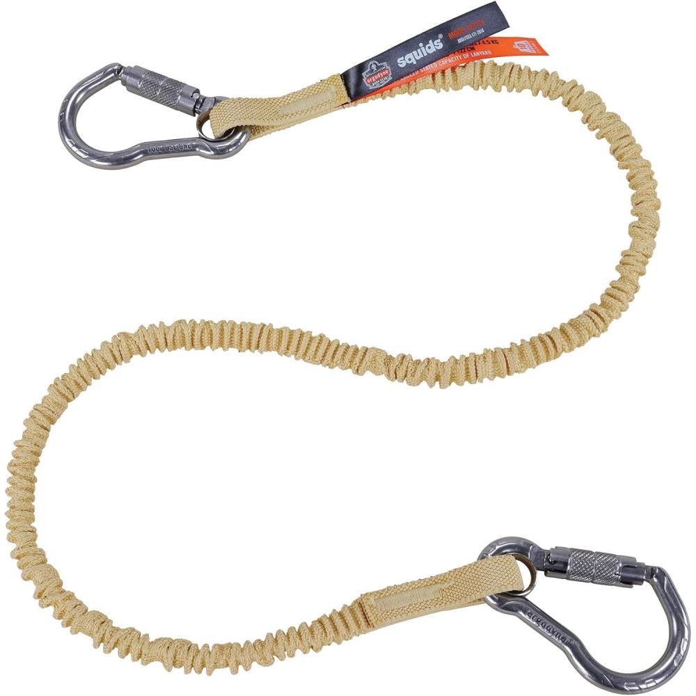 imageErgodyne Squids 3121 Burn  Cut Resistant Aramid Tool Lanyard with Stainless Steel Carabiners Tool Weight Capacity 10lbs  Yellow