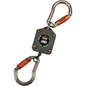 imageErgodyne Squids 3003 Retractable Tool Lanyard with Two Locking Carabiners Swivel Design  GrayCarabiner Attachment