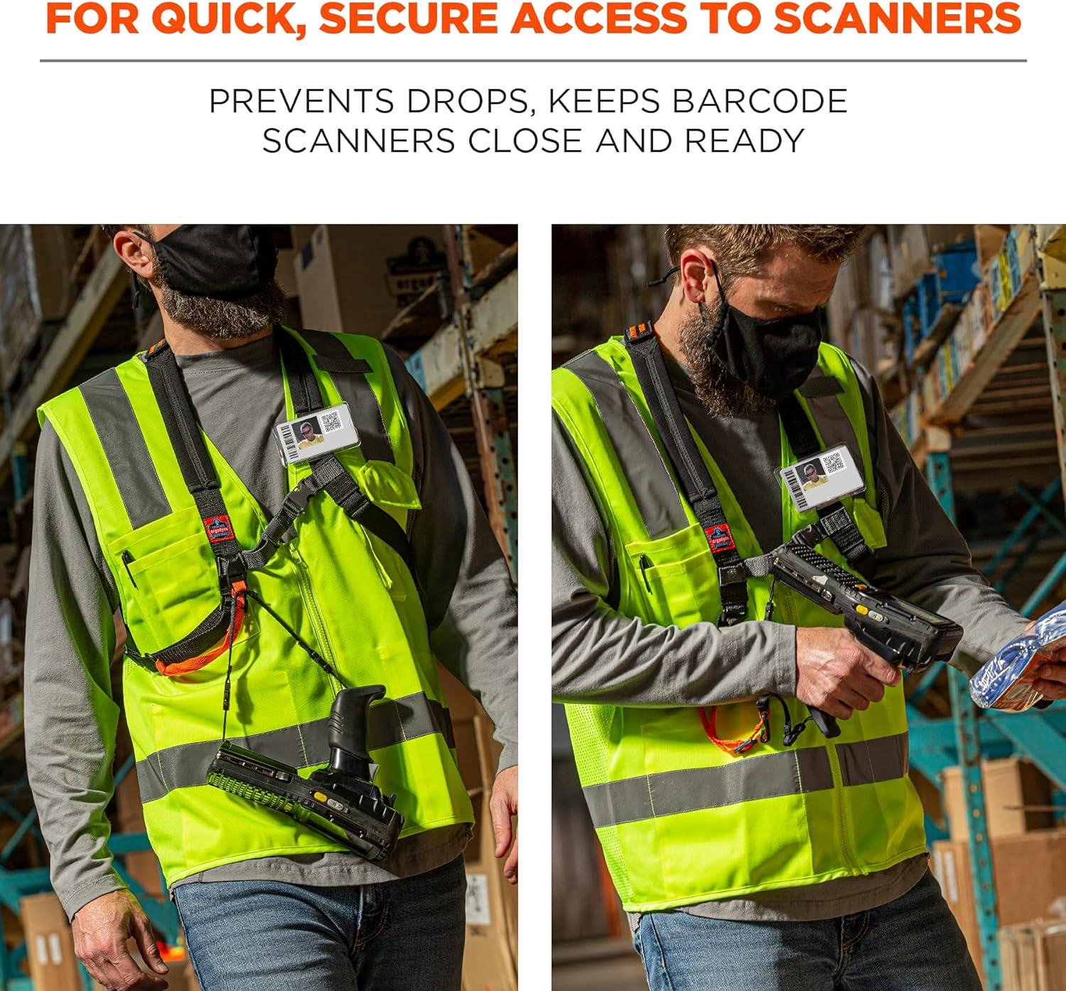 imageErgodyne Squids 3138 Barcode Scanner Padded Harness Tethering Lanyard for Bar Code Scanners Breakaway Design LargeLarge