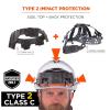 imageErgodyne Skullerz 8964 Full Brim Safety Helmet Type 2 Class C Hard Hat with Chin Strap Adjustable Venting ANSIISEA Z8912014 6 Point SuspensionRed