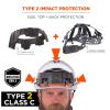 imageErgodyne Skullerz 8964 Full Brim Safety Helmet Type 2 Class C Hard Hat with Chin Strap Adjustable Venting ANSIISEA Z8912014 6 Point SuspensionWhite
