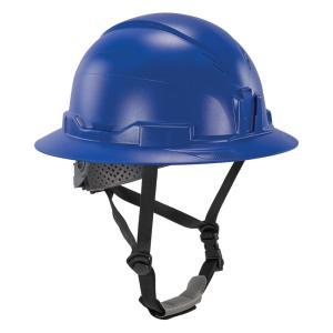 imageErgodyne Skullerz 8963 Full Brim Safety Helmet Type 2 Class E Hard Hat with Chin Strap ANSIISEA Z8912014 6 Point SuspensionBlue