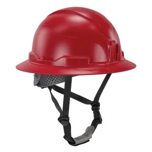 imageErgodyne Skullerz 8963 Full Brim Safety Helmet Type 2 Class E Hard Hat with Chin Strap ANSIISEA Z8912014 6 Point SuspensionRed