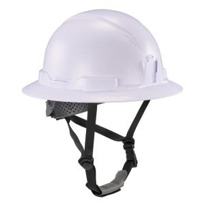 imageErgodyne Skullerz 8963 Full Brim Safety Helmet Type 2 Class E Hard Hat with Chin Strap ANSIISEA Z8912014 6 Point SuspensionWhite