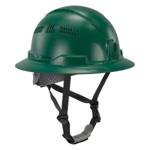 imageErgodyne Skullerz 8964 Full Brim Safety Helmet Type 2 Class C Hard Hat with Chin Strap Adjustable Venting ANSIISEA Z8912014 6 Point SuspensionGreen
