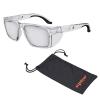 imageErgodyne Skullerz SIXTEN Safety Glasses with Side Shields Anti Fog  Anti Scratch ANSI z871 with Protective Microfiber Eyewear Cleaning ampamp Storage BagClear Lens  Transparent Clear Frame