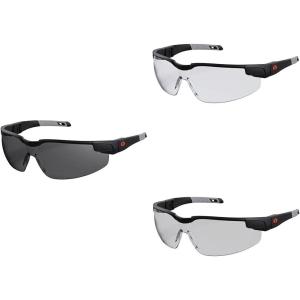 image3 Pack of Ergodyne Skullerz Dellenger Adjustable Safety Glasses z87  Smoke Clear ampamp IndoorOutdoor Lenses