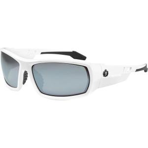 imageErgodyne Skullerz ODIN Safety Glasses Sunglasses Impact Resistant Z871White Frame  Silver Mirror Lens