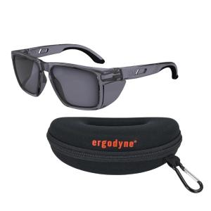 imageErgodyne Skullerz SIXTEN Safety Glasses with Side Shields Anti Fog Anti Scratch Polarized Lenses ANSI z871 with Protective Zippered Hard Shell Eyewear CaseG15 Gray Lens