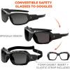 imageErgodyne  56033 Skullerz Loki Convertible AntiFog Safety Sunglasses Smoke Lens Includes Gasket and Strap to Convert to Goggle Antifog Smoke Lens Black FrameAntifog Smoke Lens  Black Frame